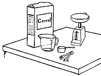 Illustration of kitchen measuring devices.